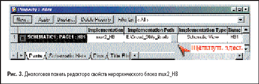 Диалоговая панель редактора свойств иерархического блока mux2_HB