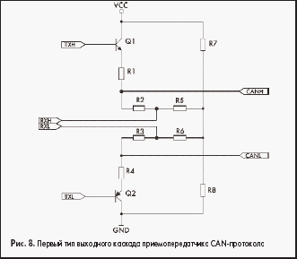 Первый тип выходного каскада приемопередатчика CAN-протокола