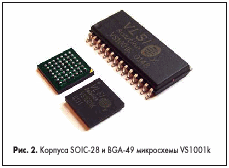 Корпуса SOIC-28 и BGA-49 микросхемы VS1001k