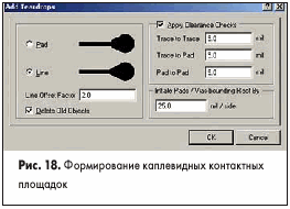 Формирование каплевидных контактных площадок