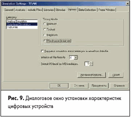 Диалоговое окно установки характеристик цифровых устройств