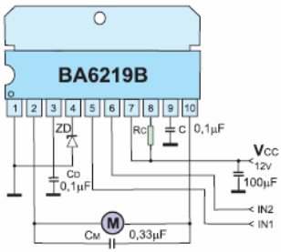 Схема включения драйвера BA6219B