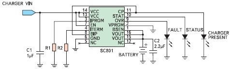 Типовая схема зарядного устройства на основе SC801