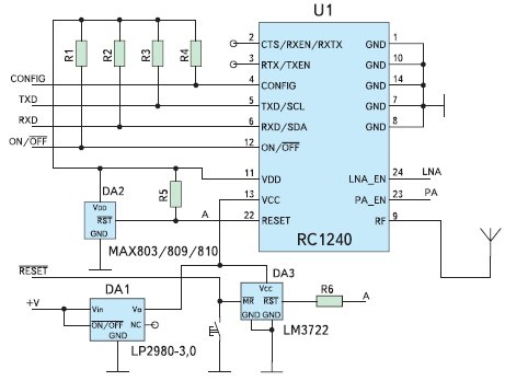 Схема включения модуля на примере RC1240